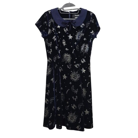 Modcloth x Collectif Florence Zodiac Print Velvet Skater Dress - Picture 13 of 13
